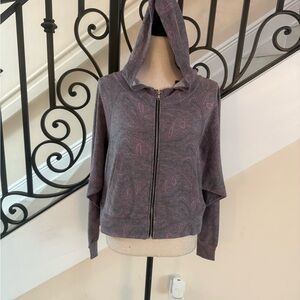 Chaser Gray Hooded Zip-Up Jacket with Paisley Pattern
